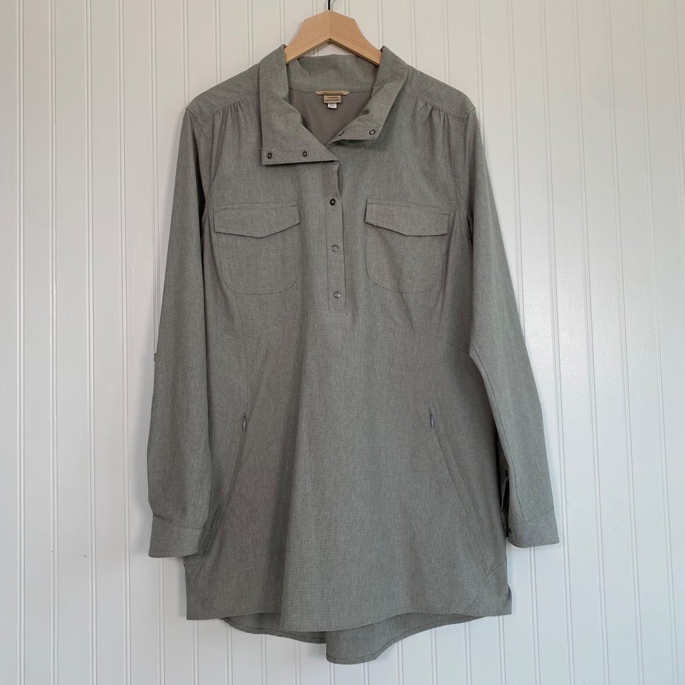 Duluth Trading Womens Sol Survivor Tunic Top Size L Sun Protection UPF 50+‎ Gray